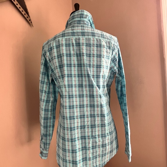 Eddie Bauer Teal and Red Plaid Long Sleeve Collar Buttoned Down Shirt Large - Picture 7 of 13